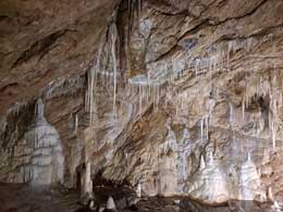 Stalaktyty i stalagmity w jaskini Niedźwiedziej