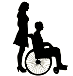 woman and disabled person