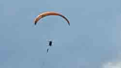 On the winch during paraglider takeoff