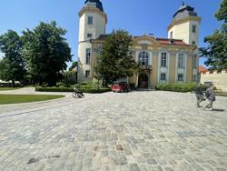 In front of Książ Castle gate